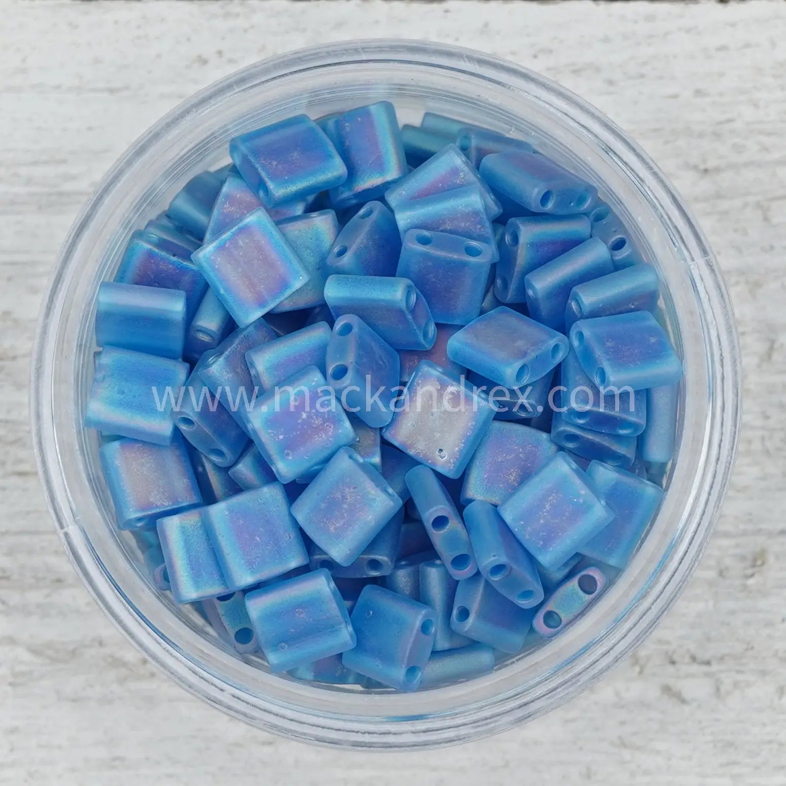 0149FR Quarter Tila Beads - Aquamarine Matte Rainbow - Mack & Rex