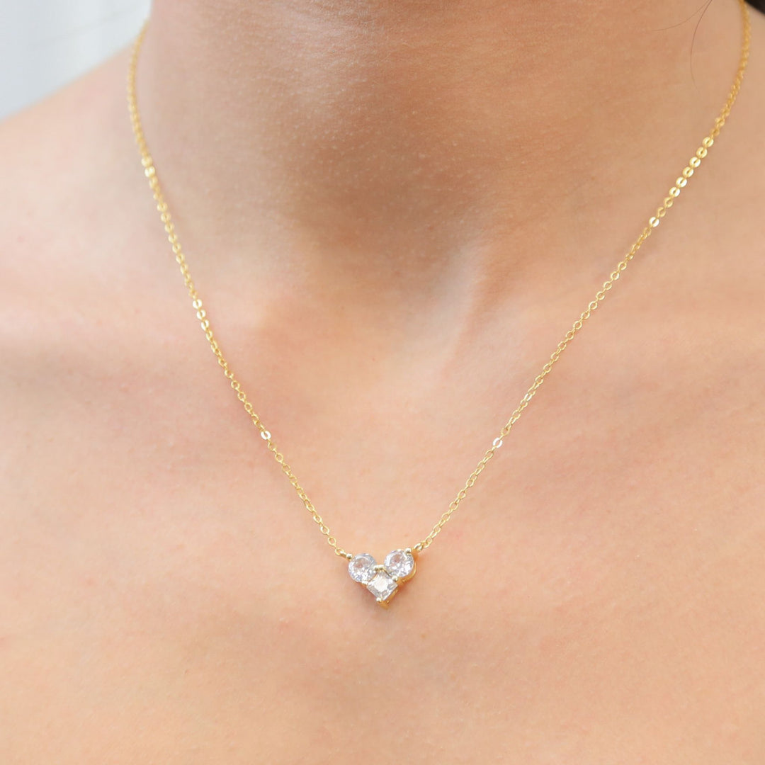 RAVEN GOLD - Heart Cubic Zirconia Stone Necklace