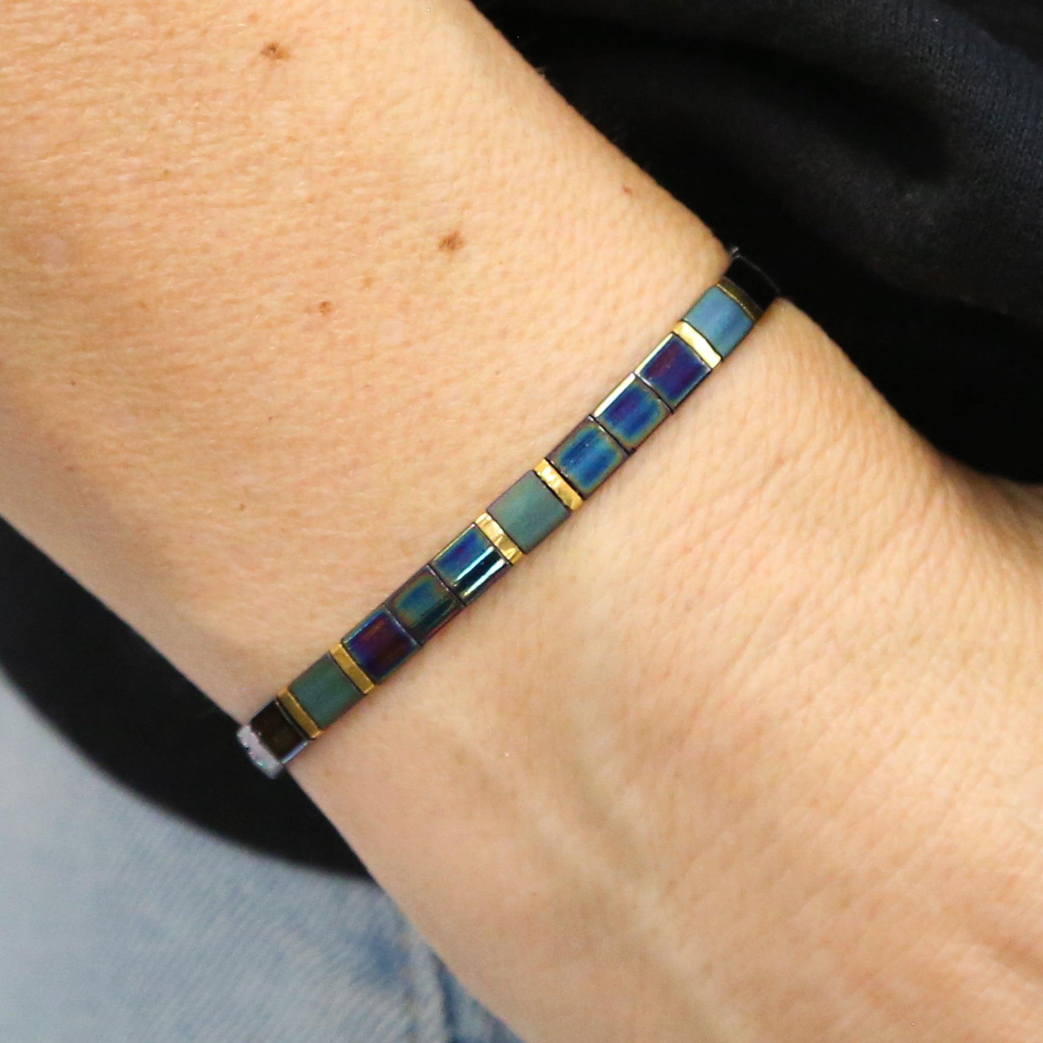 Mack & Rex Velvet Hex Tila Bead Bracelet - Miyuki Glass Tila Beads