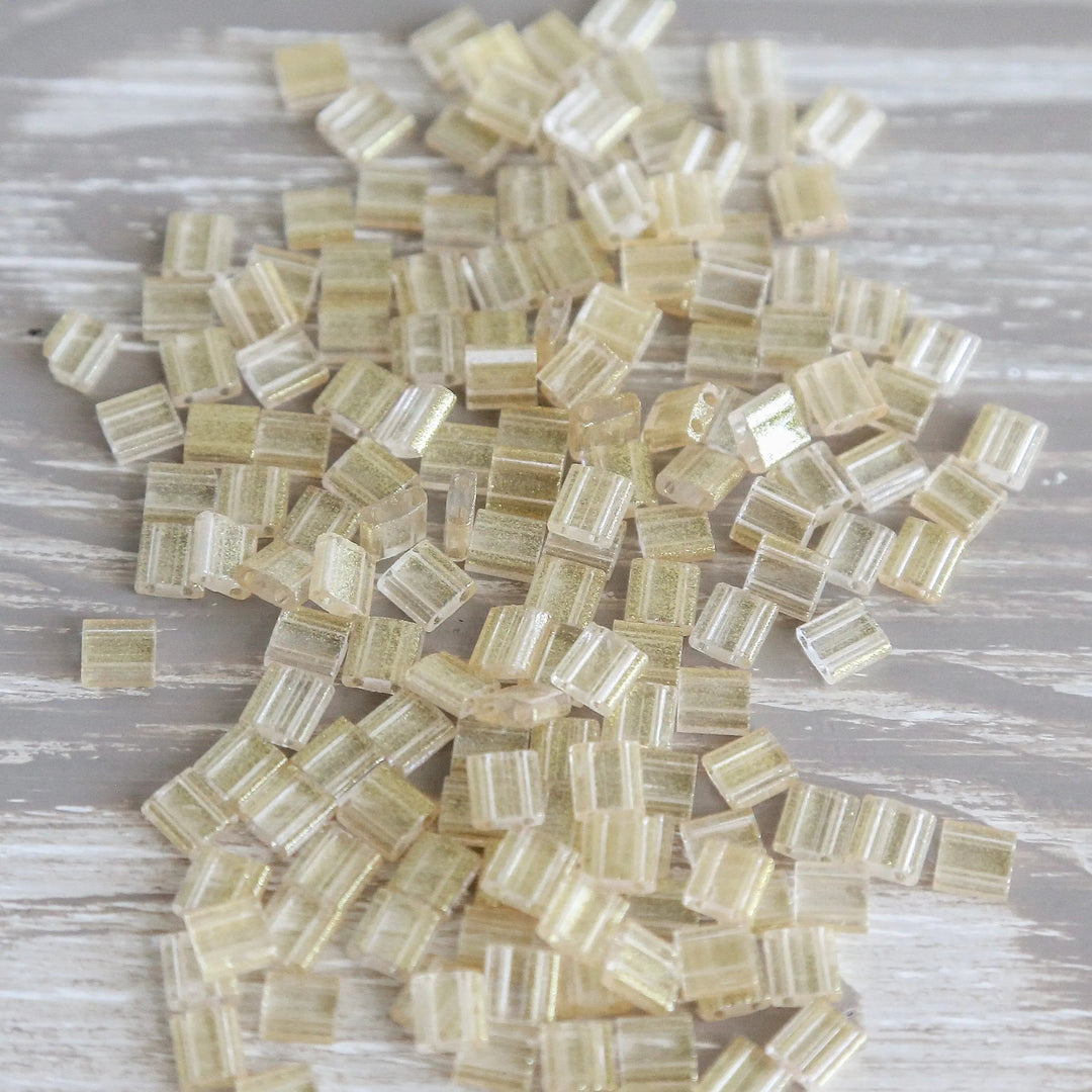 6011 - Glitter Gold Designer Tile Beads - Mack & Rex