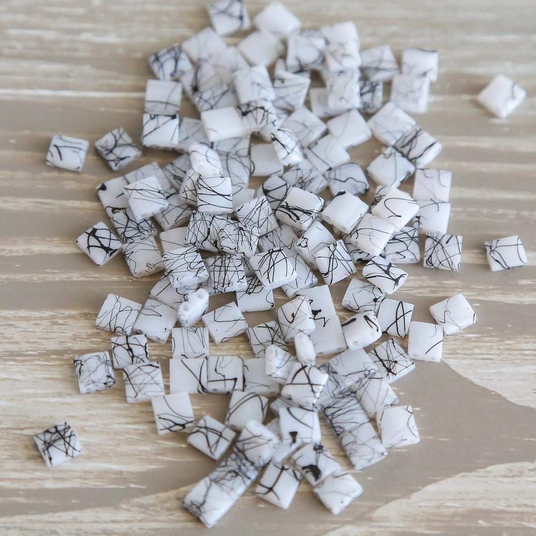 6020 - Black Tie Designer Tile Beads - Mack & Rex