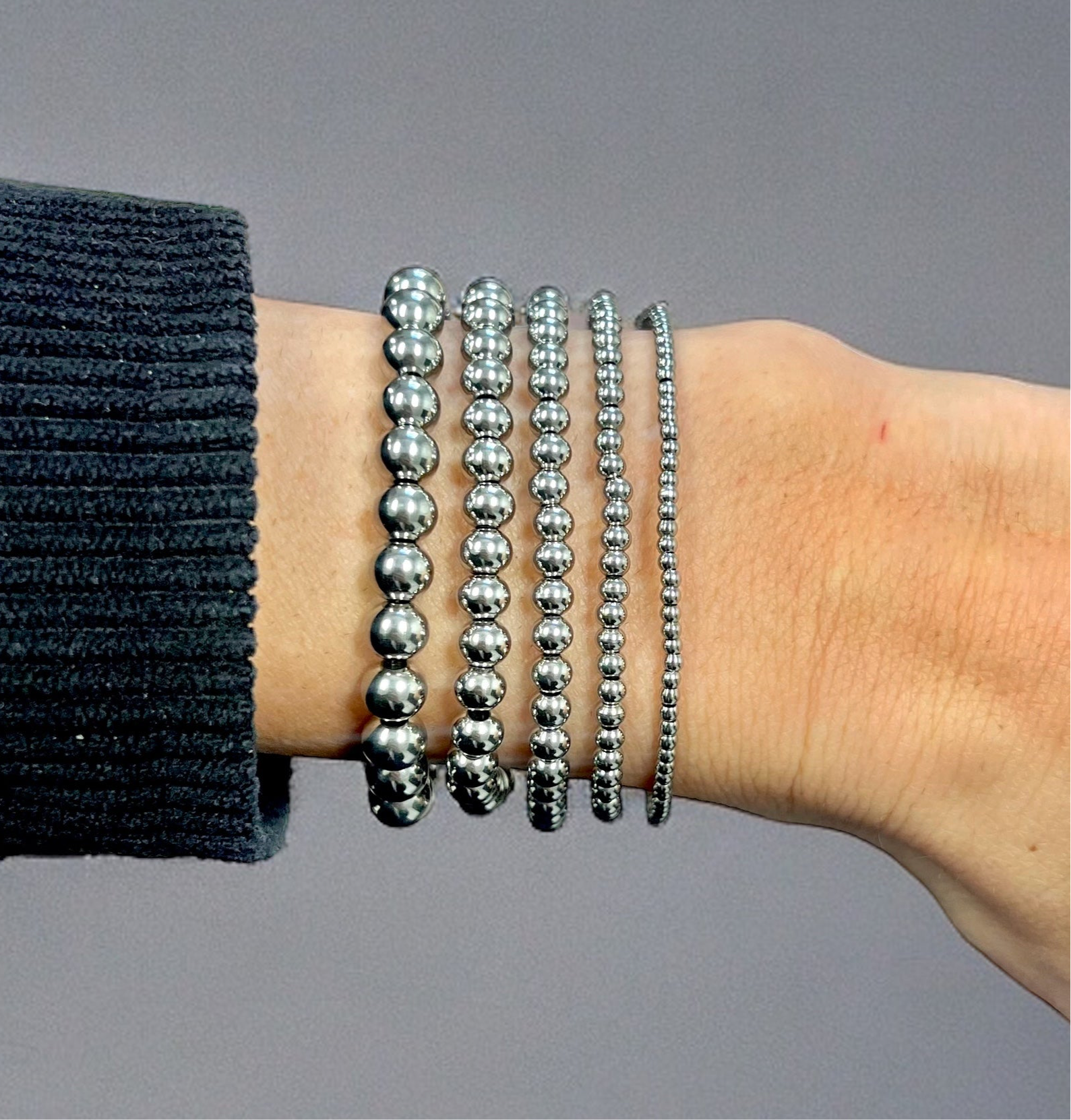 アクセサリー Silver Beaded Bracelet / Large fifth Mack & Rex Silver Ball Bracelets - 925 Sterling Silver Beads On