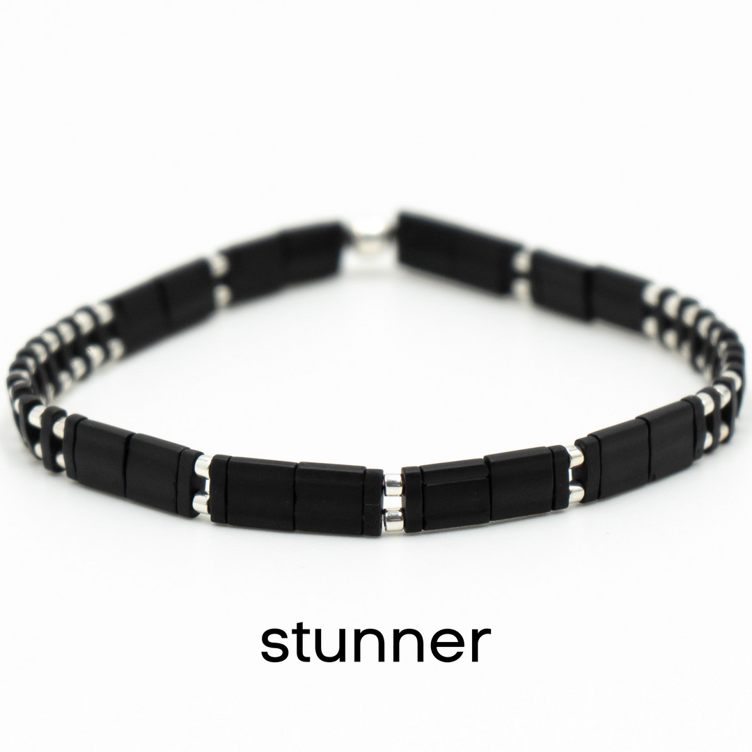 BLACK & SILVER - Tila Bead Bracelets - Mack & Rex