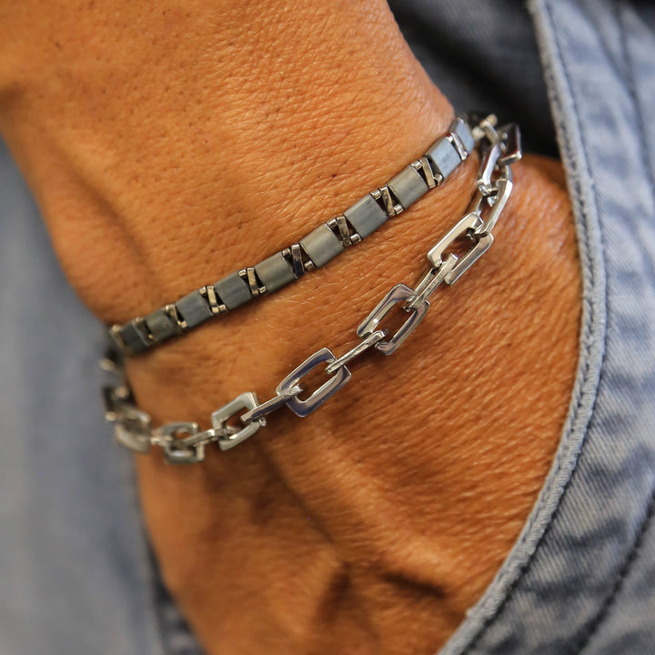 CURB CHECK - Silver Men’s Chain Bracelet - Mack & Rex