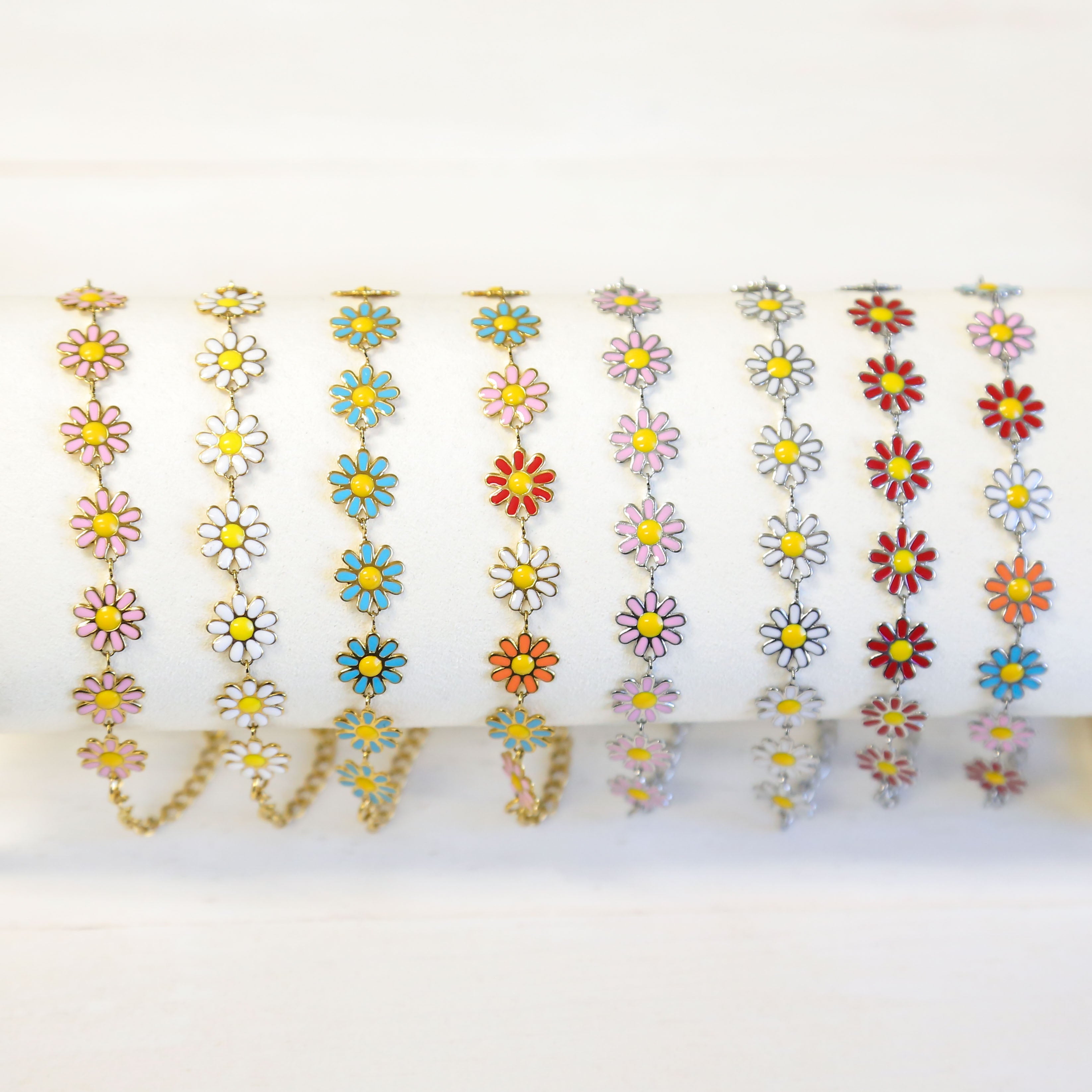 DAINTY DAISY Flower Chain Accent Bracelet Adjustable – Mack Rex