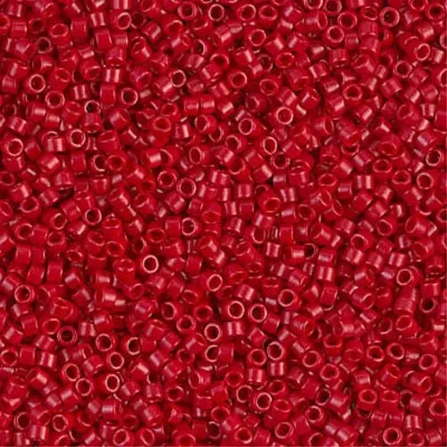 Dyed Semi-Frosted Opaque Bright Red 11/0 delica beads || DB0791