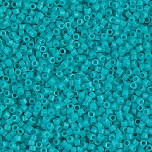 Dyed Semi-Frosted Opaque Turquoise Green 11/0 delica beads || DB0793