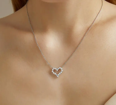 Heart Flash Necklace Sterling Silver
