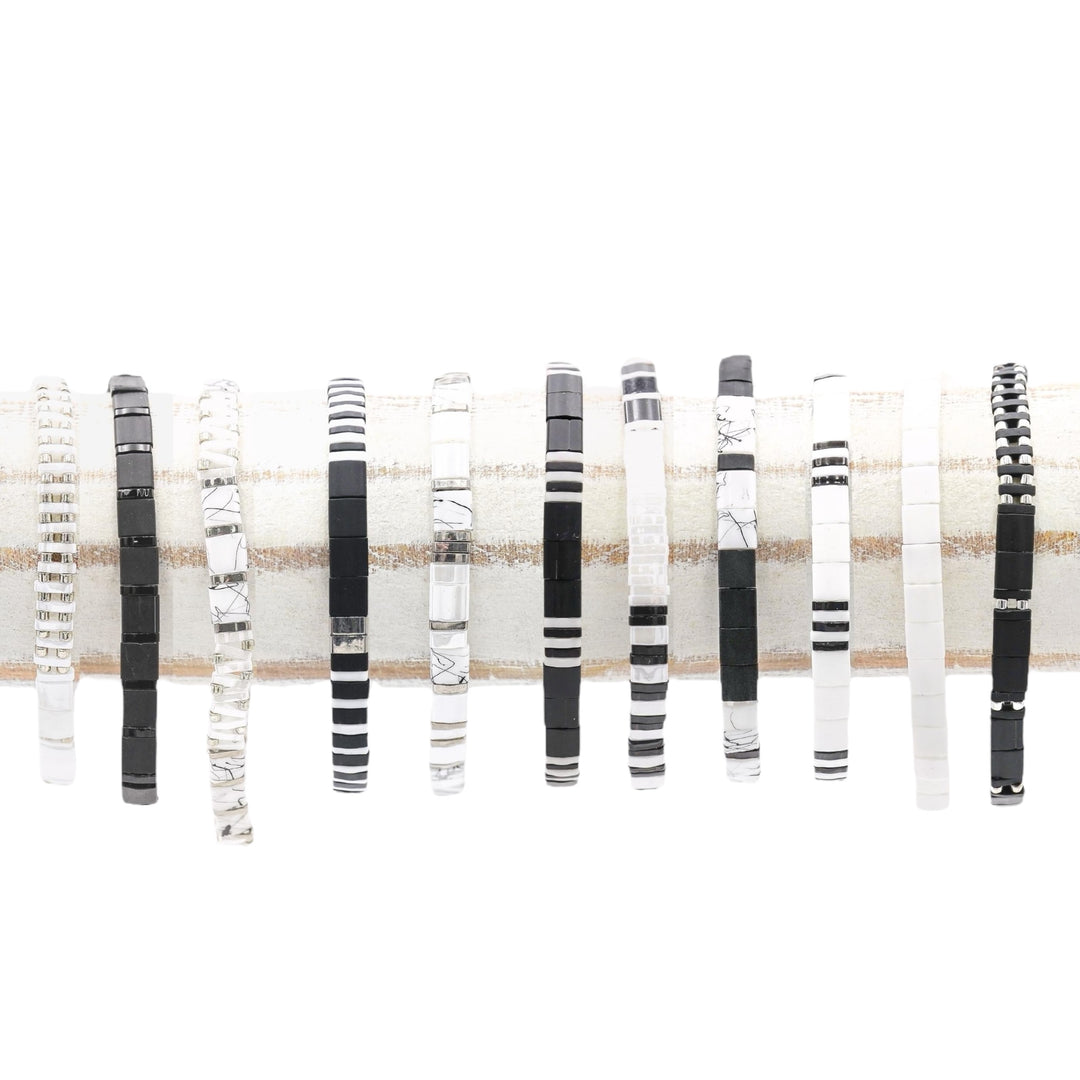 BLACK & SILVER - Tila Bead Bracelets