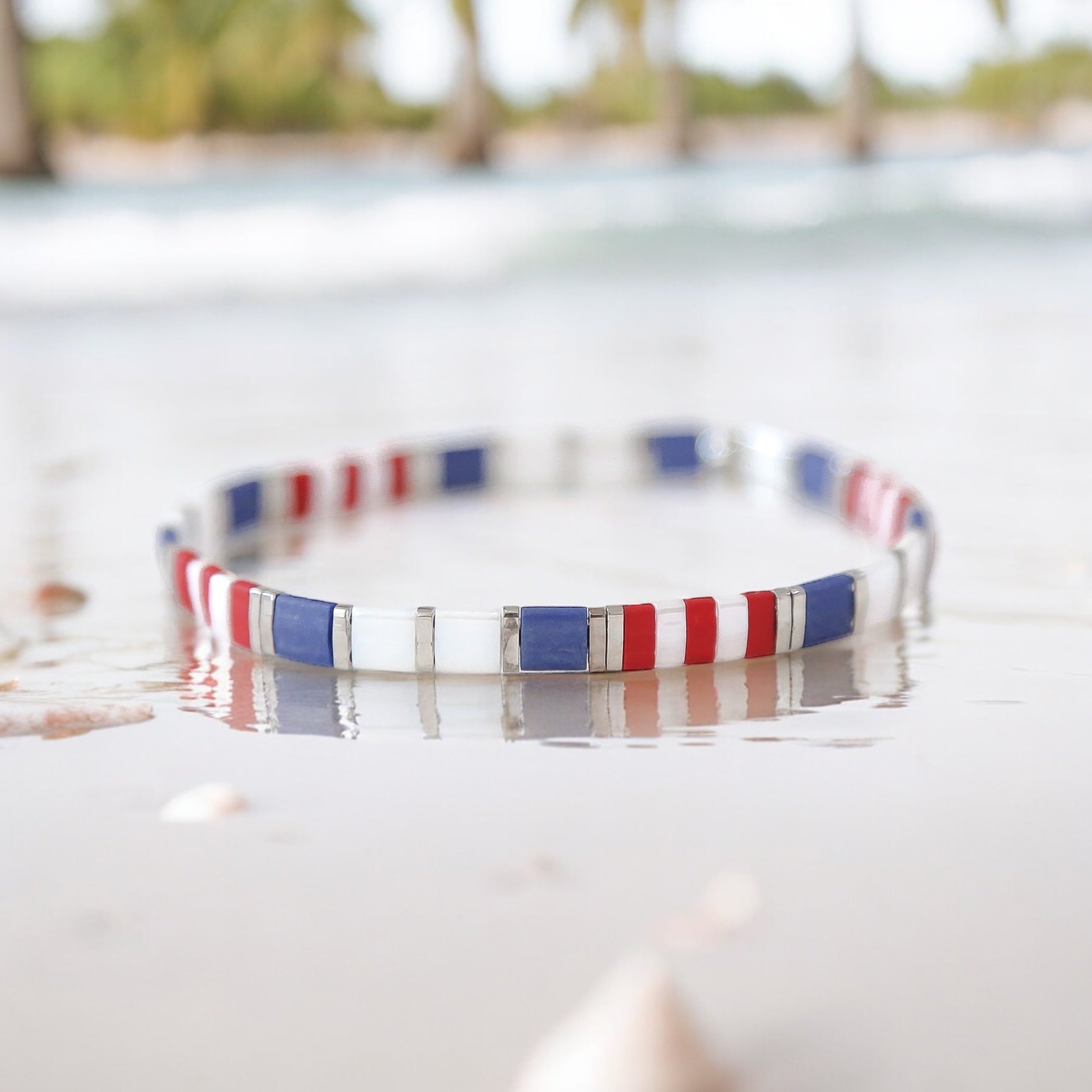 Mack & Rex Patriot Tila Bead Bracelet - Miyuki Tila Beads On