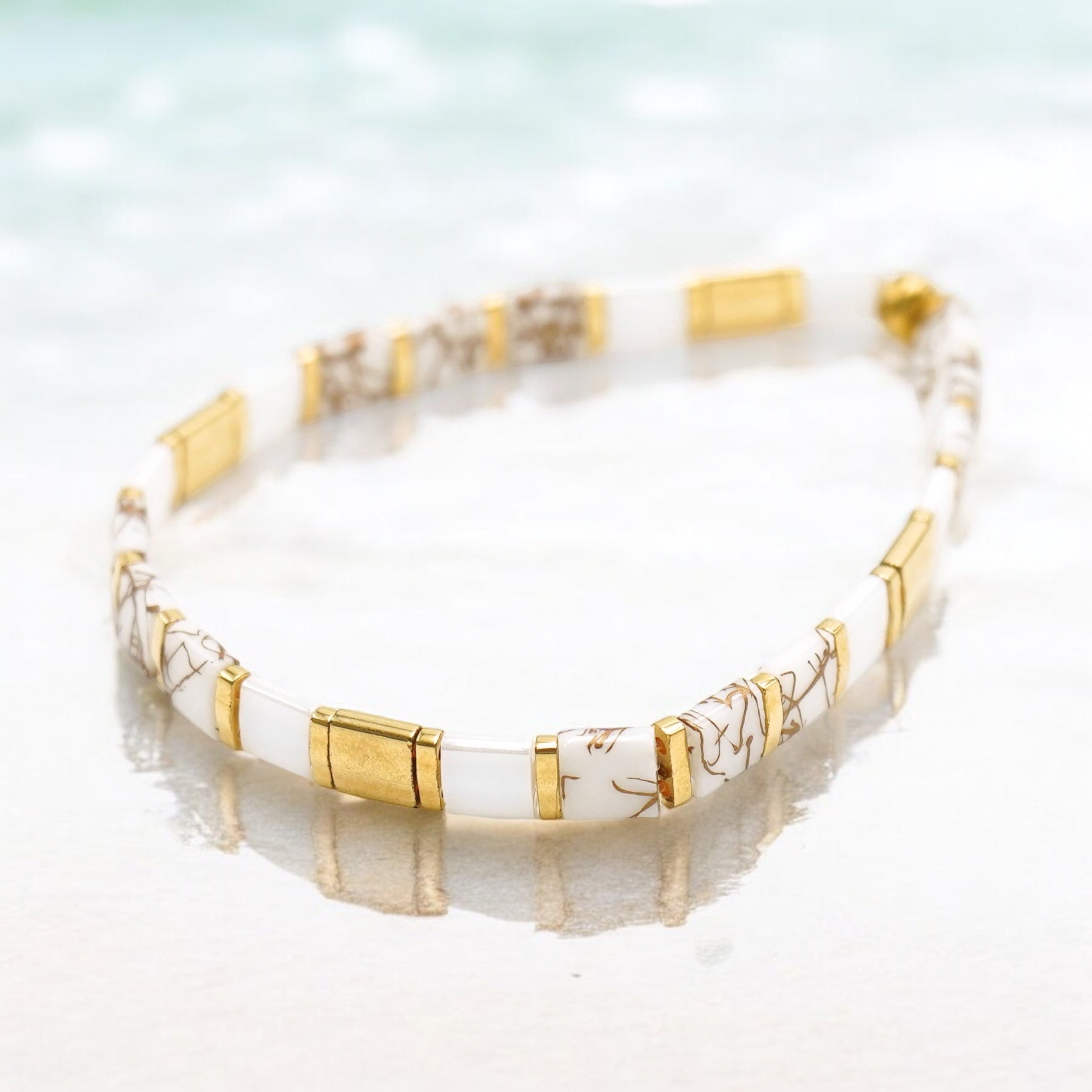 Mack & Rex Sizzle Tila Bead Bracelet - Miyuki Glass Tila Beads On