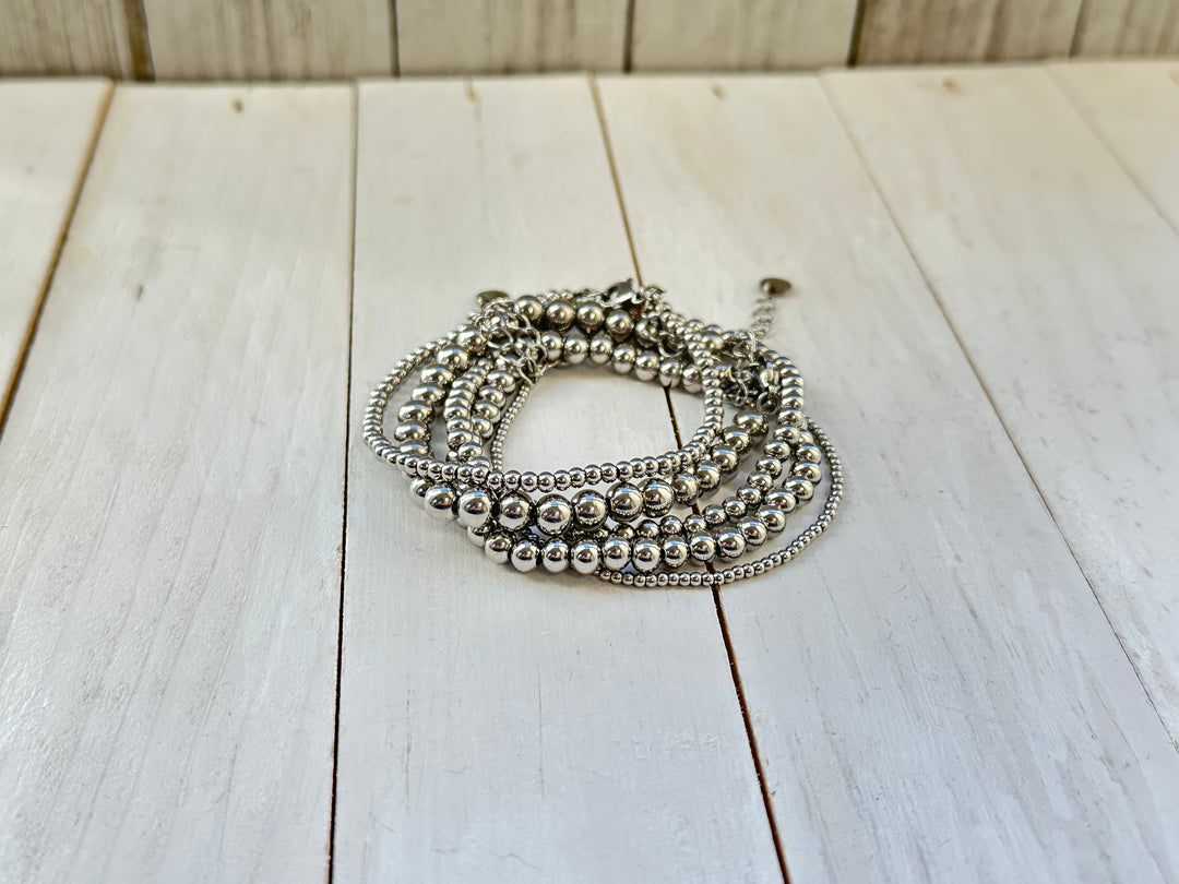 SILVER BALL BRACELETS - Stack or Individual