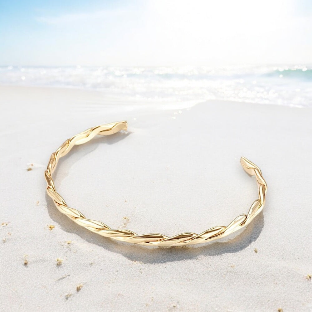 Mack & Rex Tilly 18K Gold Twist Cuff - Accent Bracelet, Adjustable