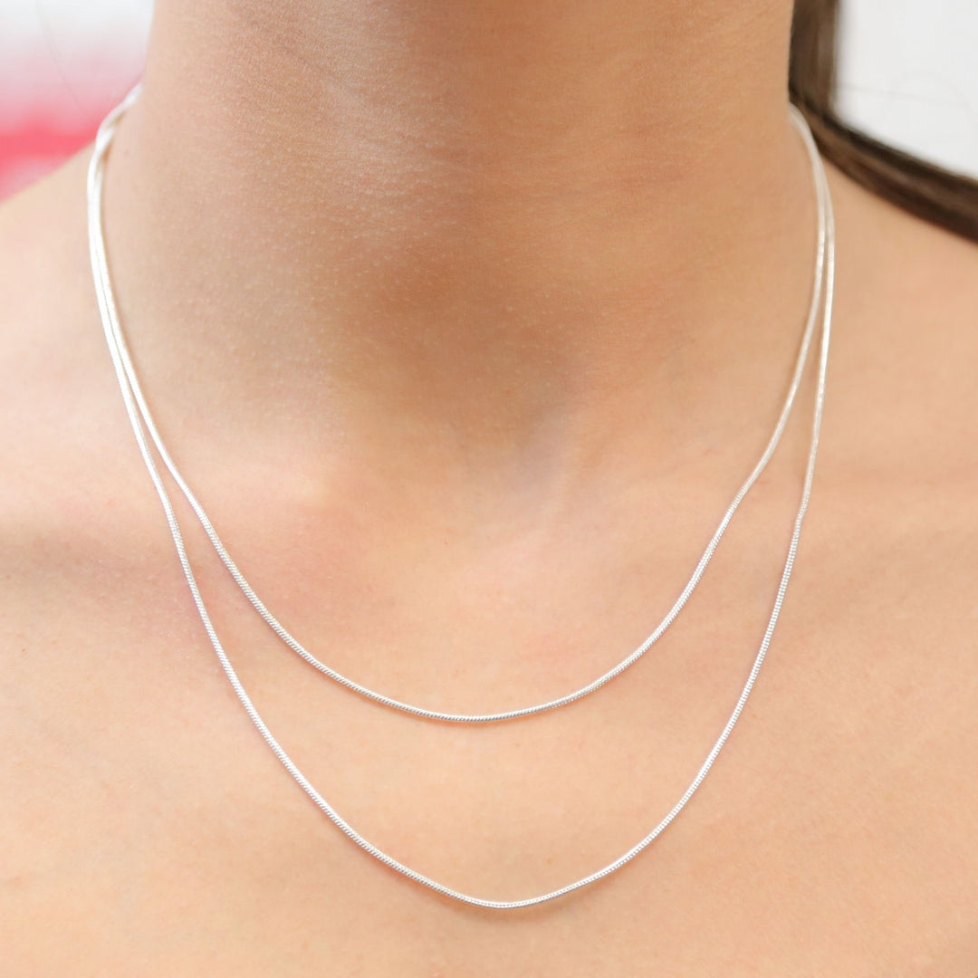ZINA - Double Layer Sterling Silver Snake Chain Necklace