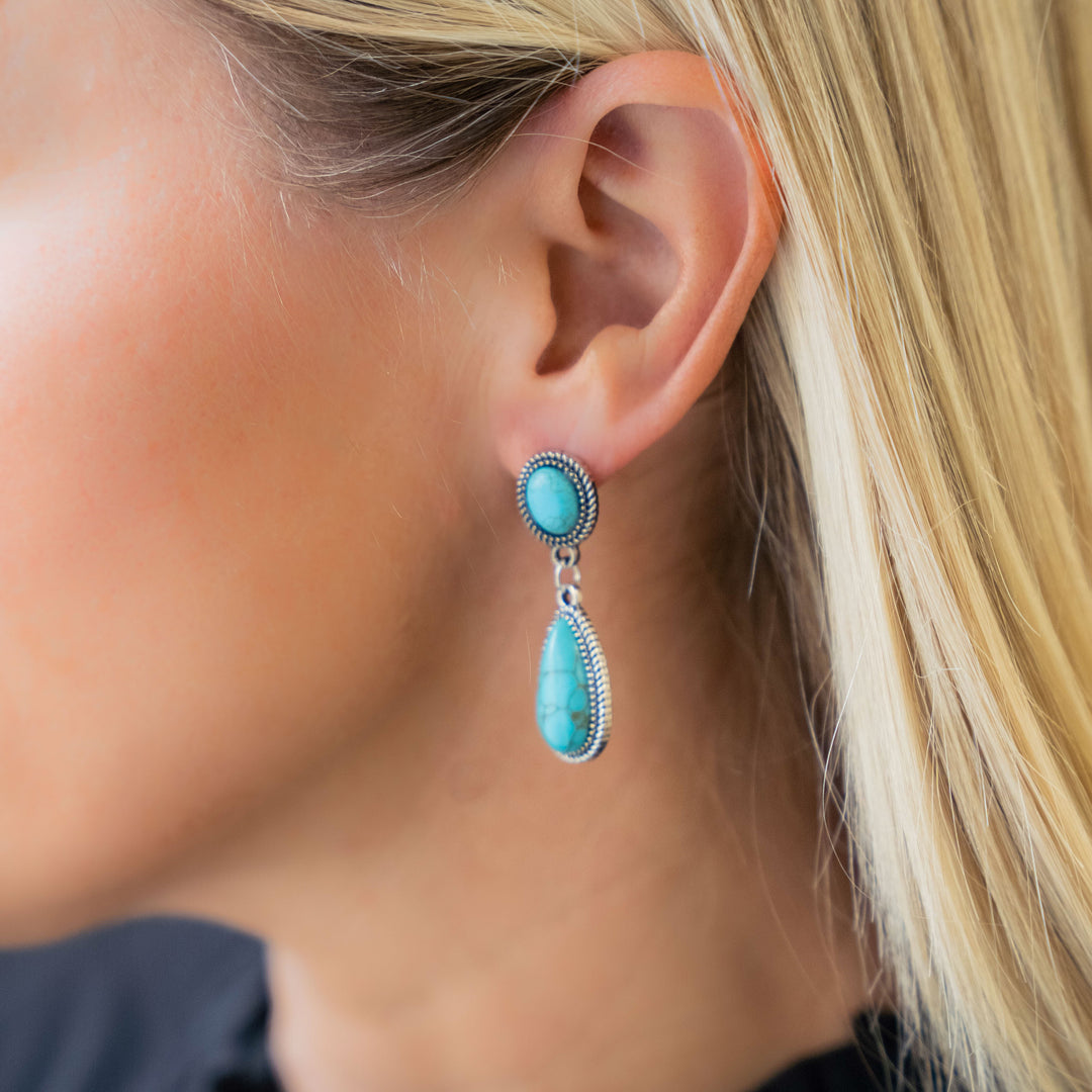 JESSE- Turquoise Cowgirl Drop Earrings