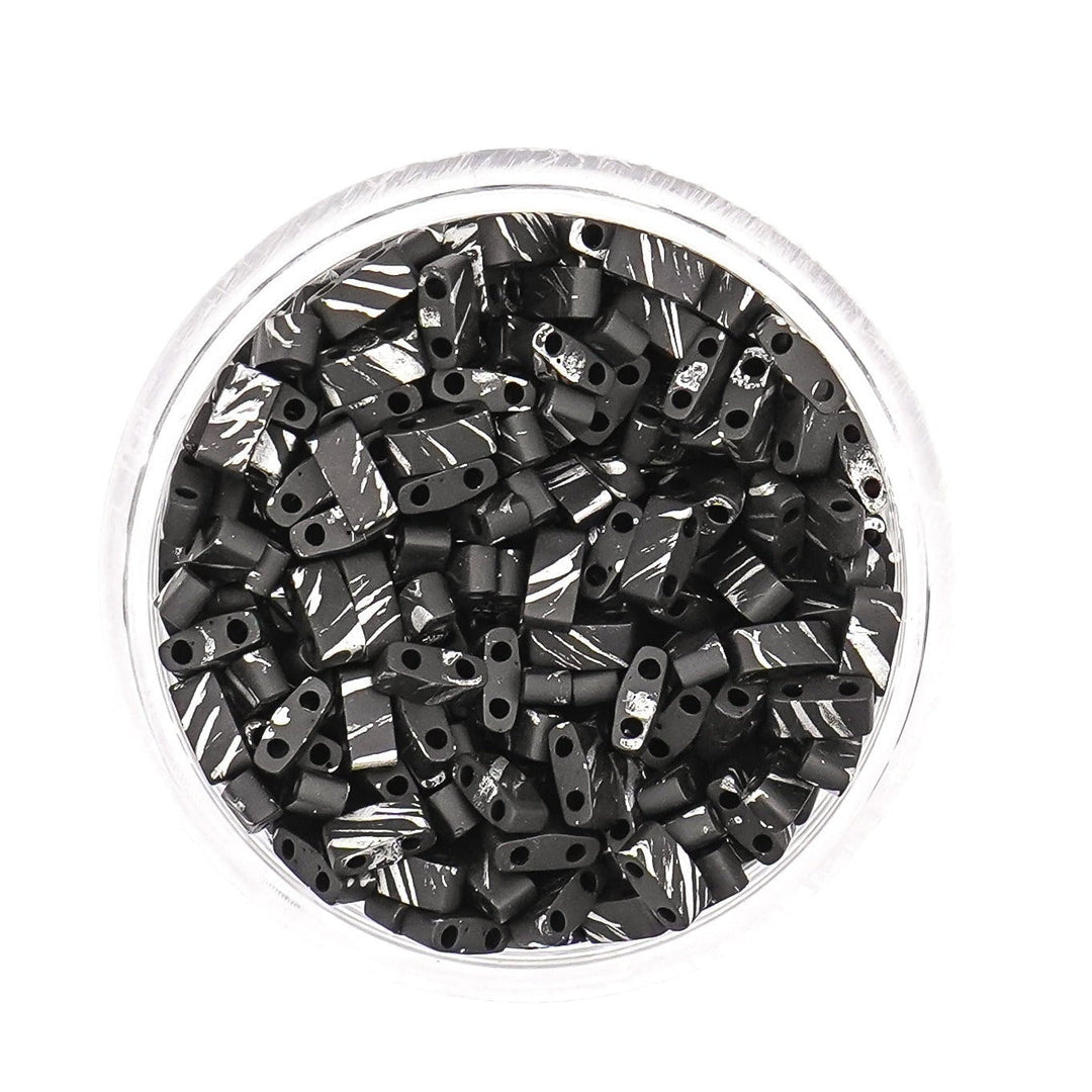 MARBLE BLACK AND SILVER - Miyuki Half Tila Beads | HTL7103 - Mack & Rex