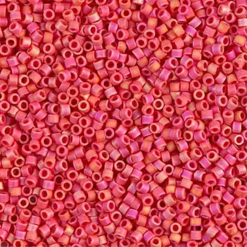 Matte Opaque Vermillion Red AB 11/0 delica beads || DB0873