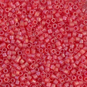 Matte Transparent Red Orange AB 10/0 Delica || DBM-0856 || Delica Seed Beads - Mack & Rex