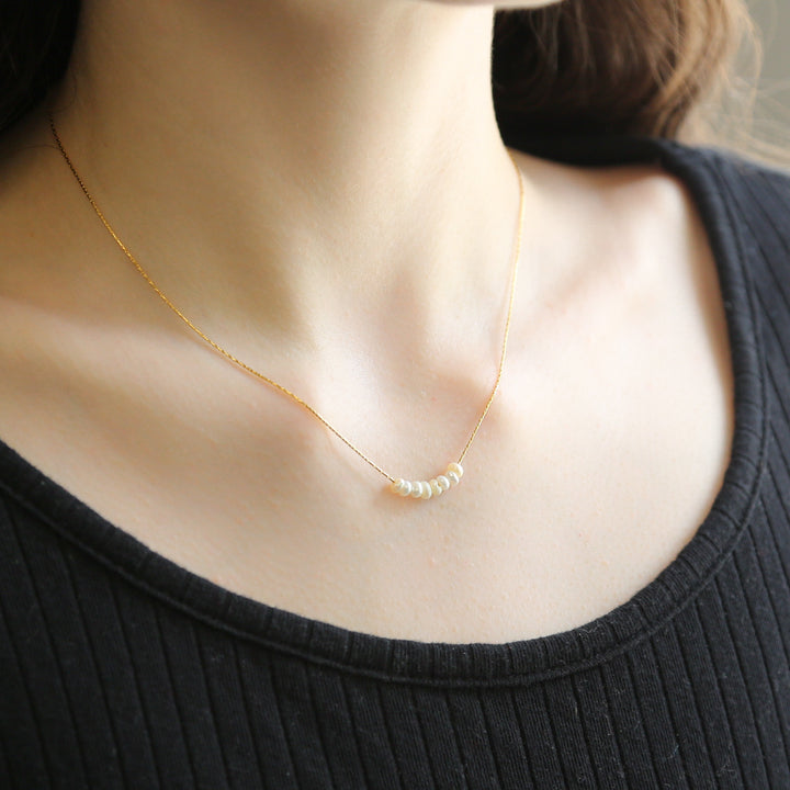 Millie GOLD Necklace 18K Gold Plated Thin Chain Freshwater Pearl Choker Necklace