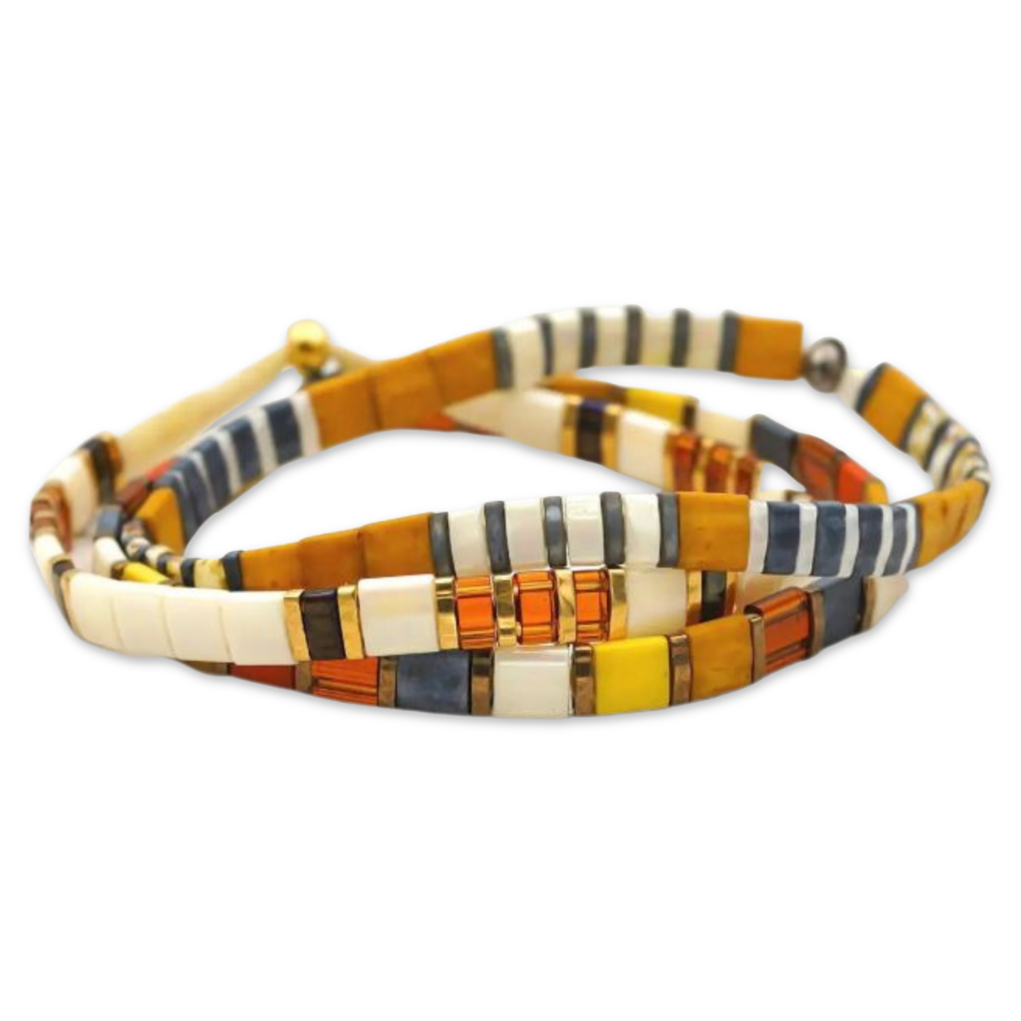 a multicolored bracelet on a white background