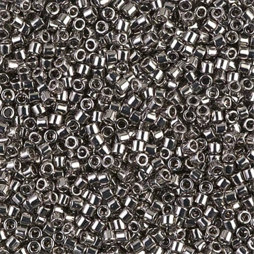 Nickel Plated 10/0 Delica, DBM0021, Silver Delica Beads, Wholesale Delica Beads, 10-0 Silver Delica, 10-0 Miyuki Delica, 10-0 delica beads - Mack & Rex