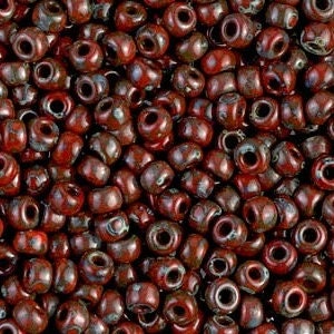 Opaque Red Picasso 8/0 seed beads || RR8-4513 - Mack & Rex
