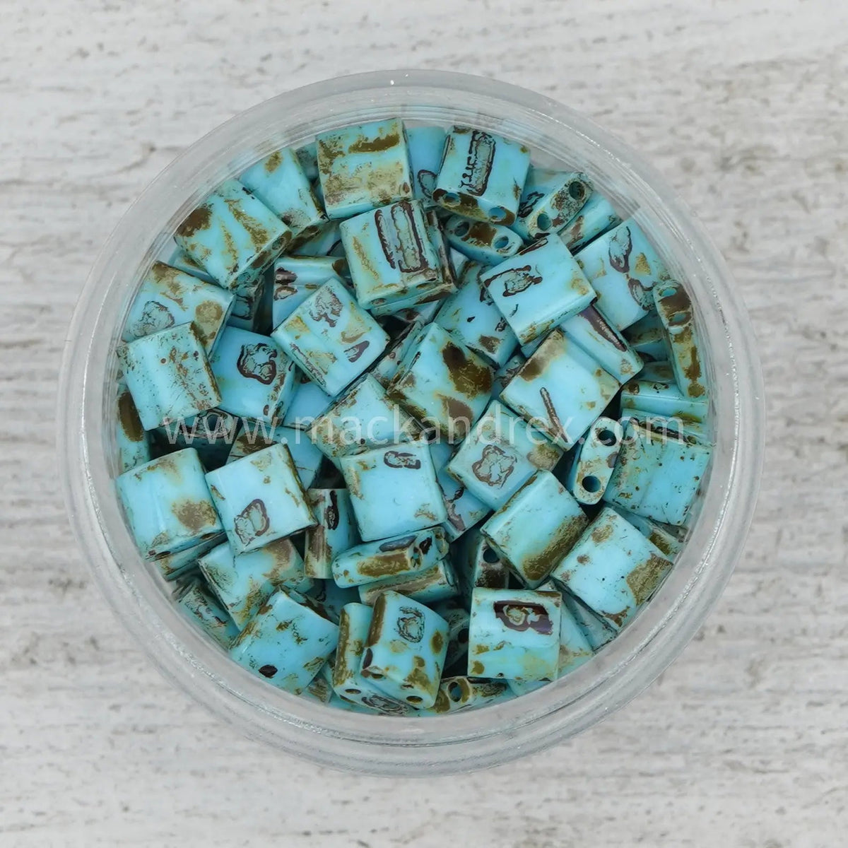 4514, Picasso Teal Tila Beads