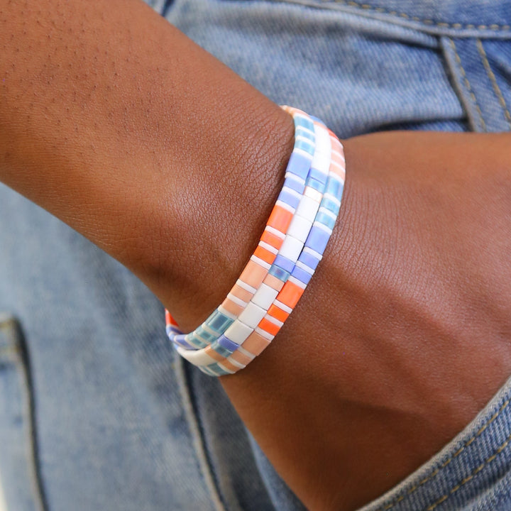 POOLSIDE - 3 Tila Bead Bracelet Stack