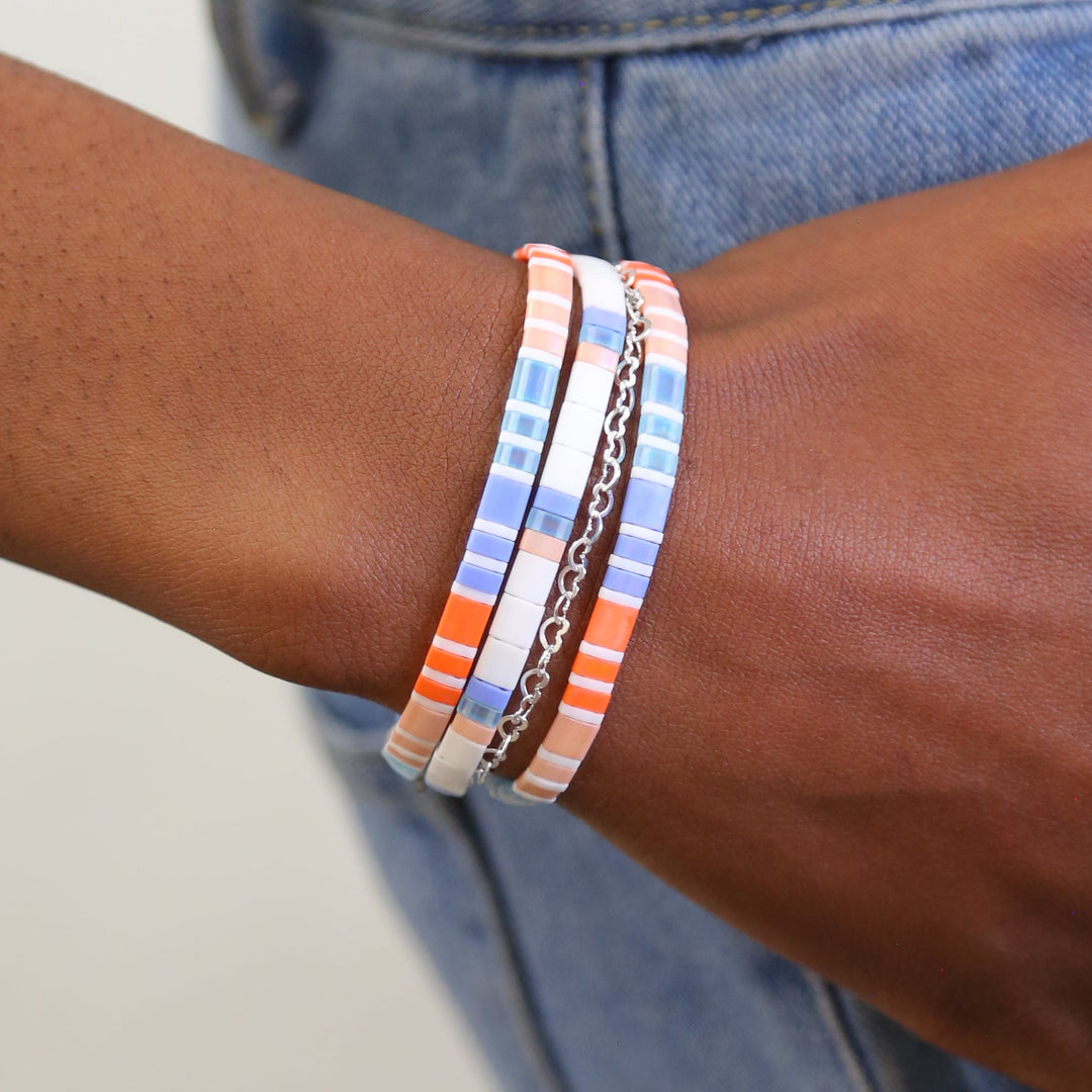 POOLSIDE - 3 Tila Bead Bracelet Stack