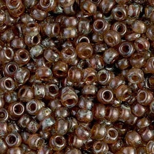 Transparent Light Smoky Topaz Picasso 8/0 seed beads || RR8-4505 - Mack & Rex