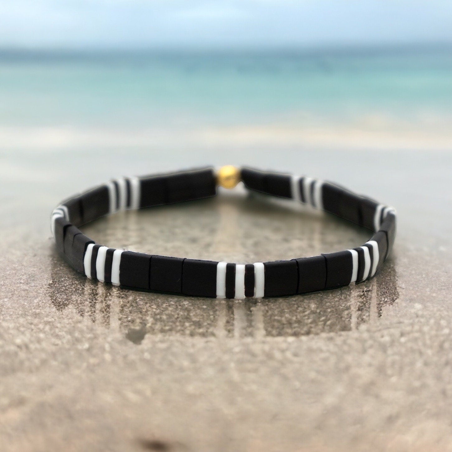 Mack & Rex Black & White Matte Tila Bead Bracelet – Miyuki Tila
