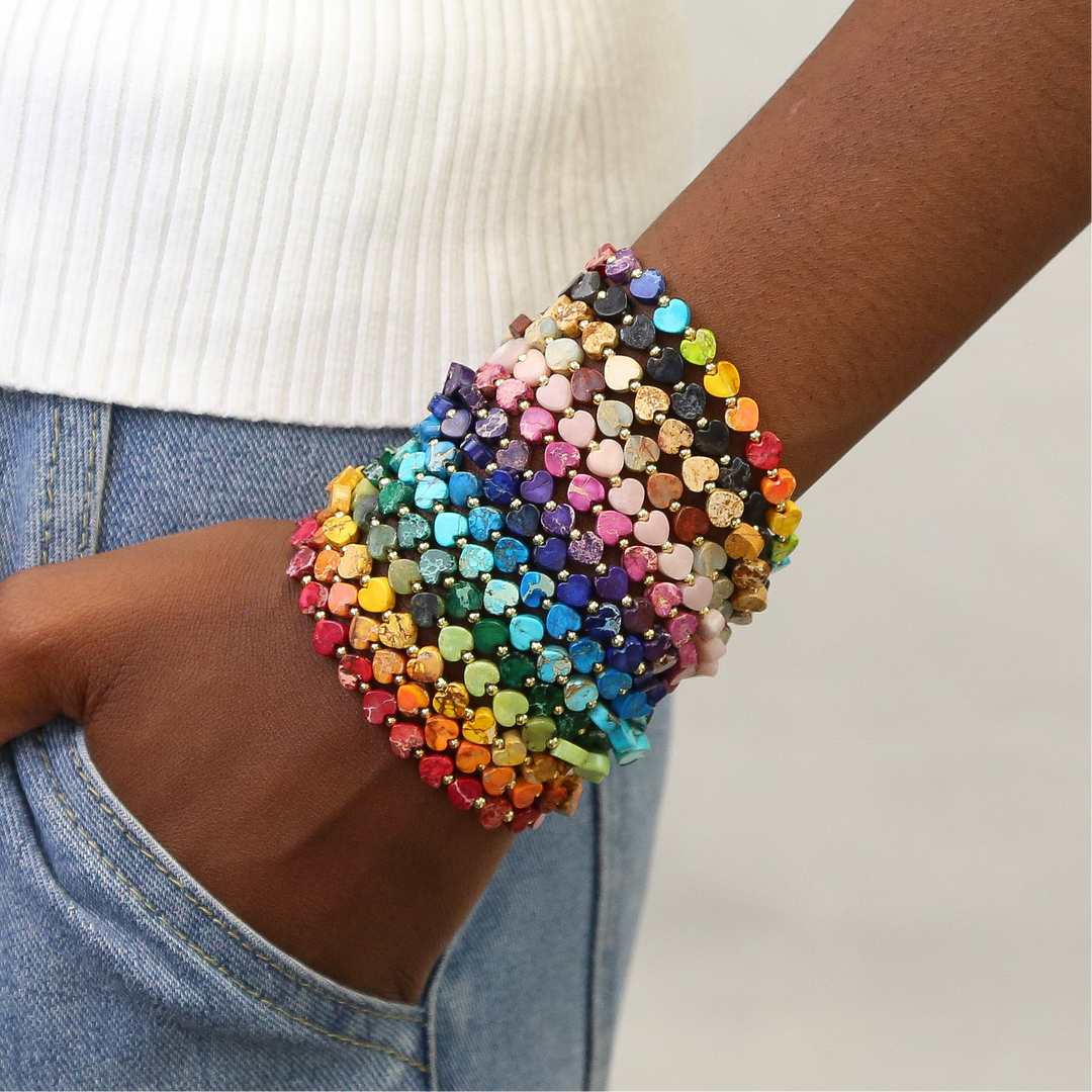 Mack & Rex Stoned Heart Stone Bead Accent Bracelet – Adjustable Mack & Rex Stoned Heart Stone Bead Accent Bracelet – Adjustable