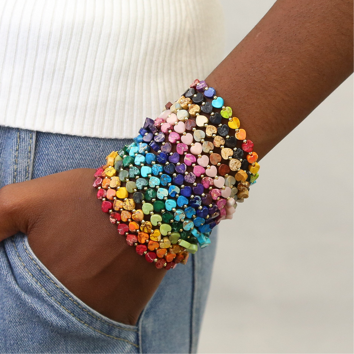 Stoned Heart Collection - Stone Heart Accent Bracelets