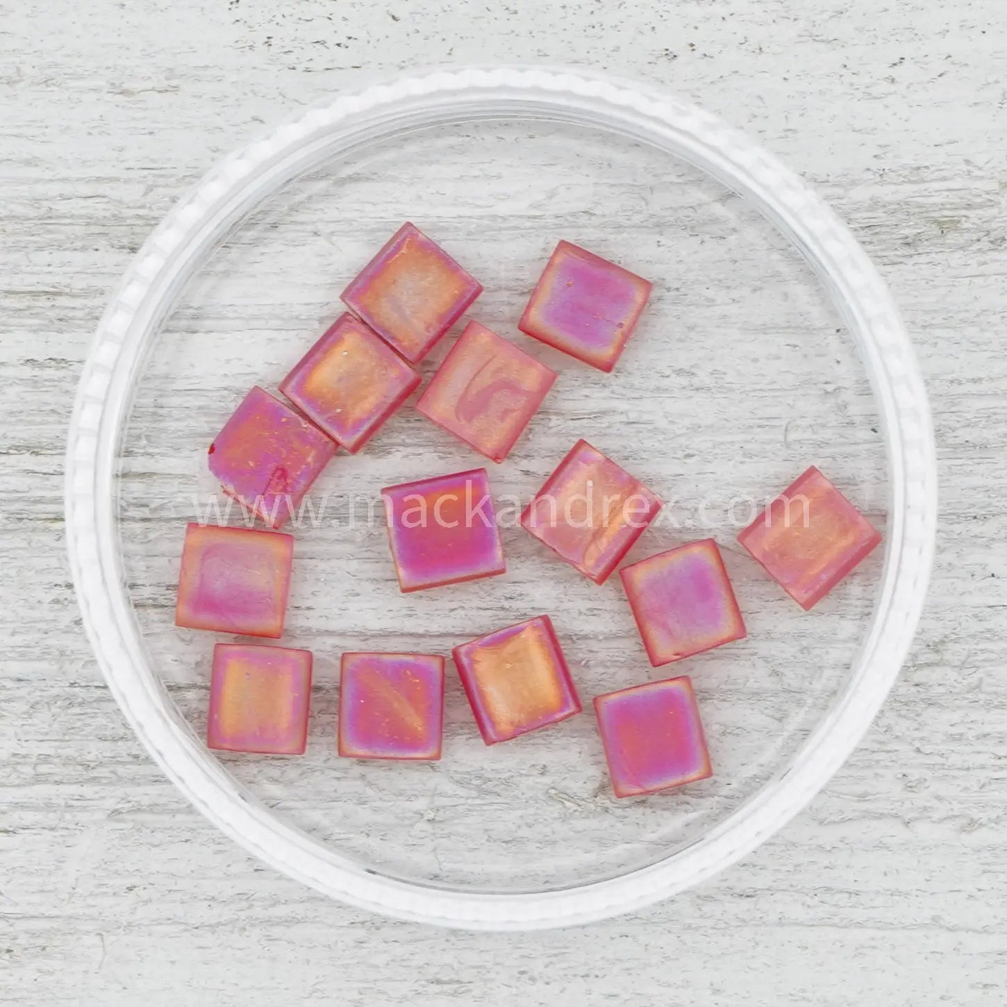 0140FR Quarter Tila Beads - Red Transparent Matte Rainbow - Mack & Rex