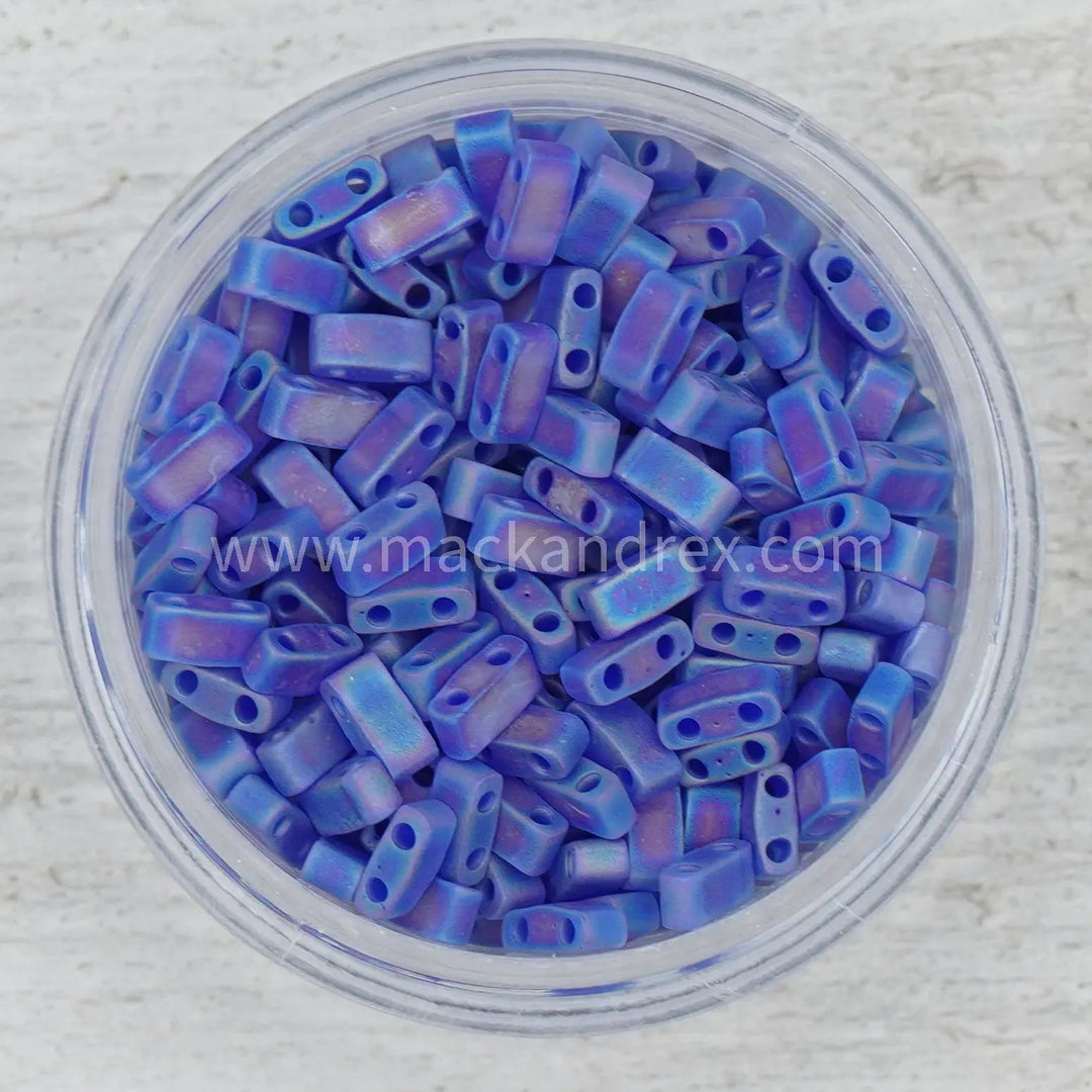 0151FR Half Tila Beads - Cobalt Matte Rainbow