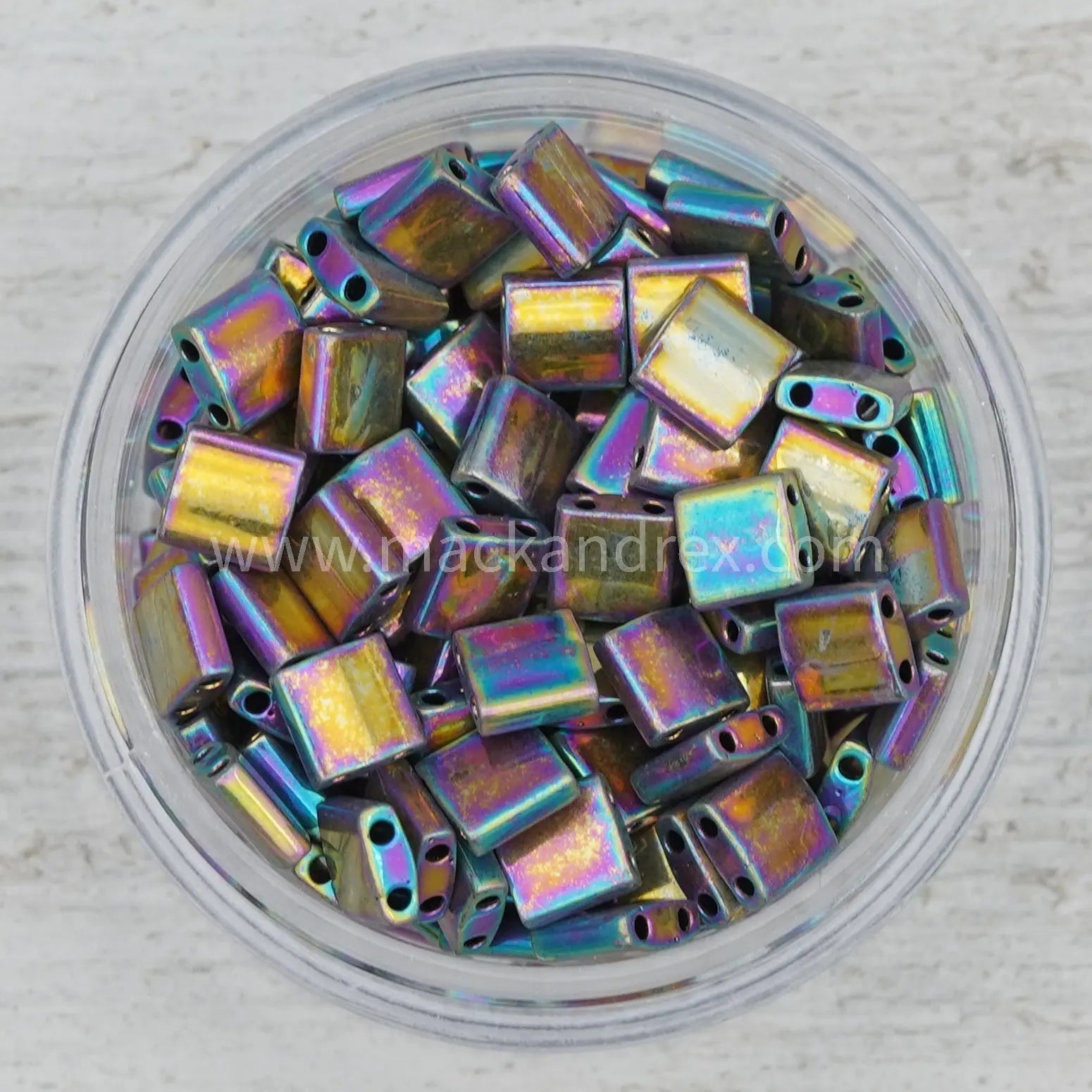 0188 Quarter Tila Beads - Purple and Gold Metallic - Mack & Rex
