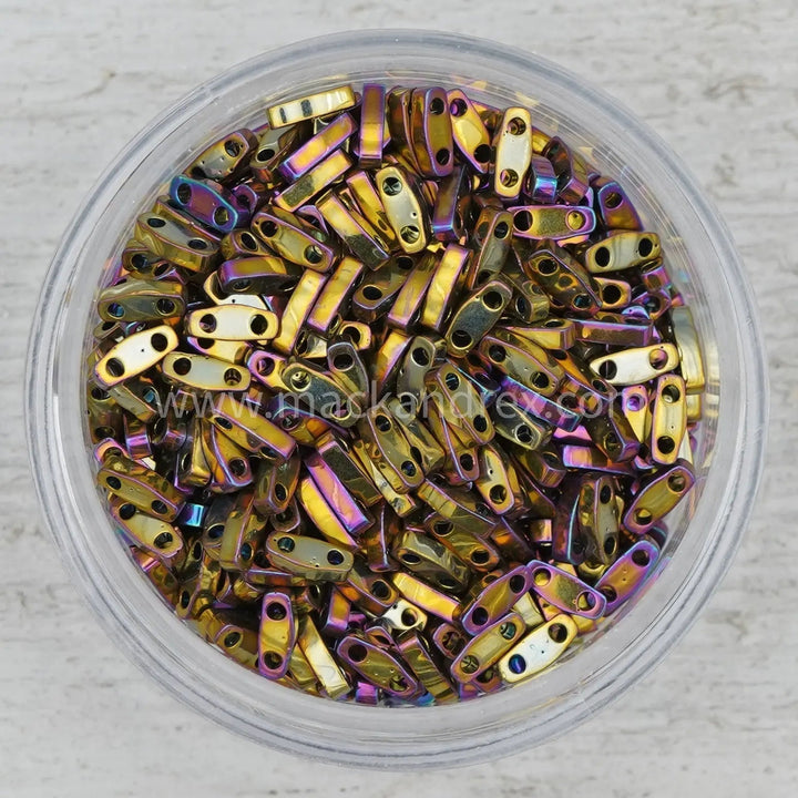 0188 Tila Beads - Purple and Gold Metallic