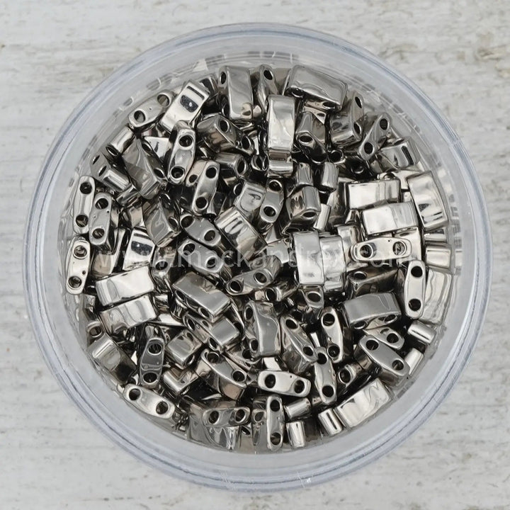 0190 Nickel Plated Metallic - Quarter Tila Beads