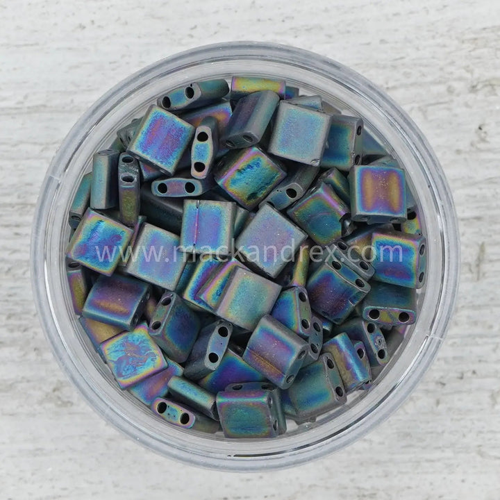 0401FR Tila Beads - Matte Black Rainbow - Mack & Rex