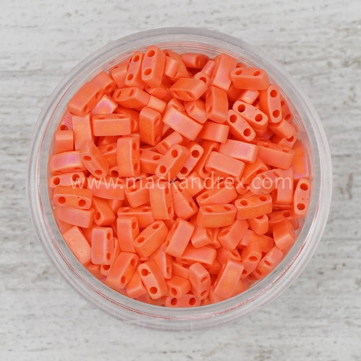 0406FR Matte Orange/Coral - Quarter Tila Beads