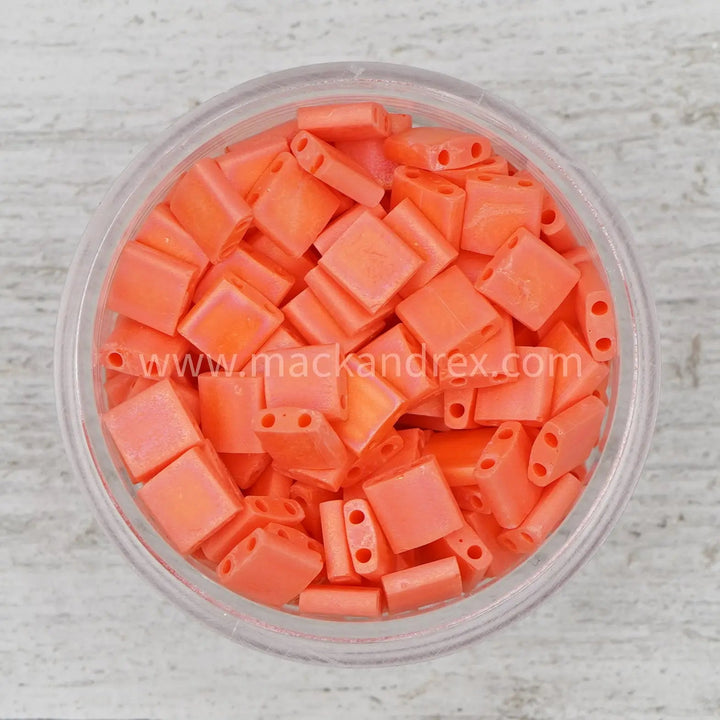 0406FR Matte Orange/Coral - Quarter Tila Beads