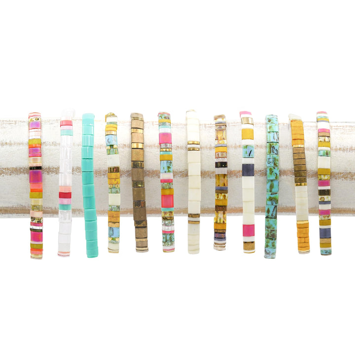 Colorful bracelet set on a white background