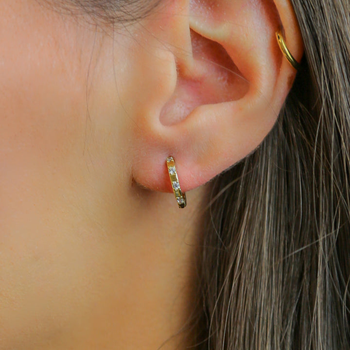 POSSE- 18K Gold & CZ Huggie Hoop Earrings