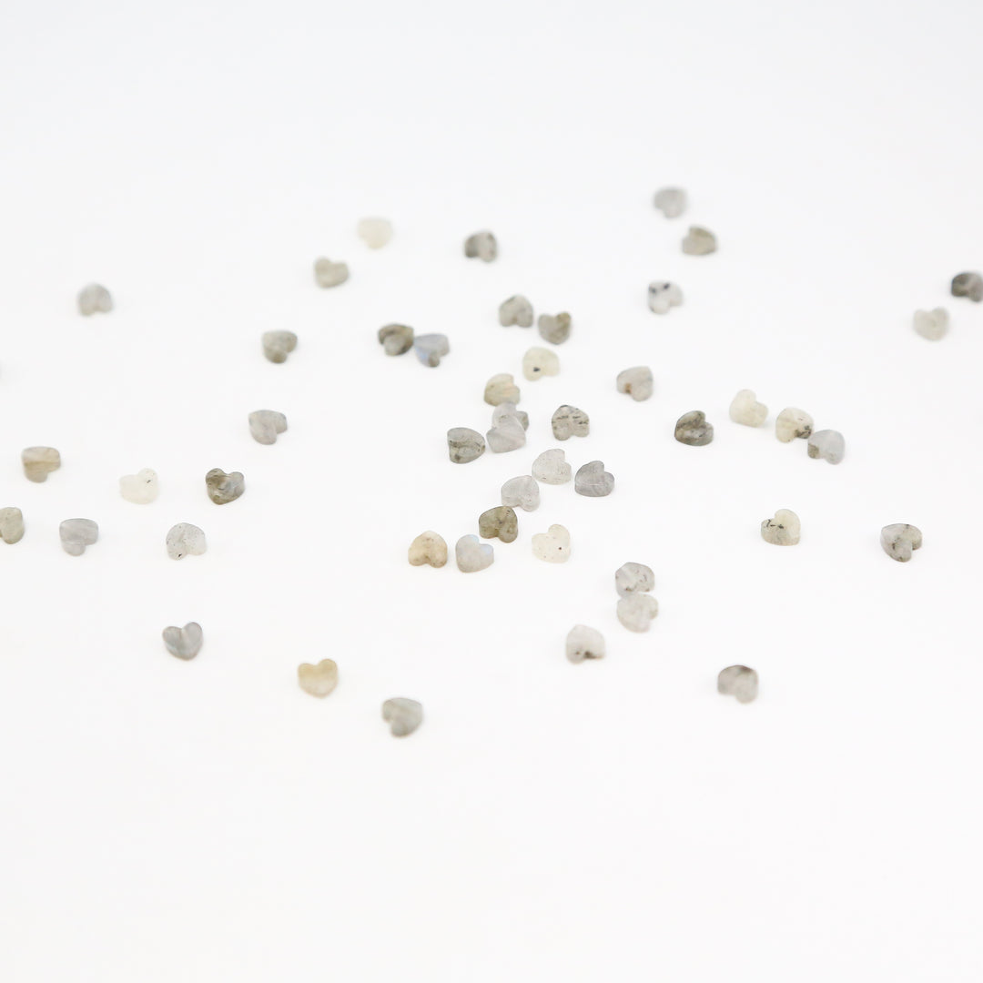 GREY LABRADORITE - Stone Heart Beads