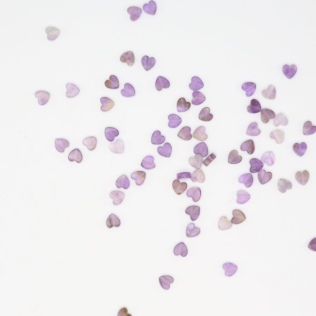AMETHYST - Stone Heart Beads