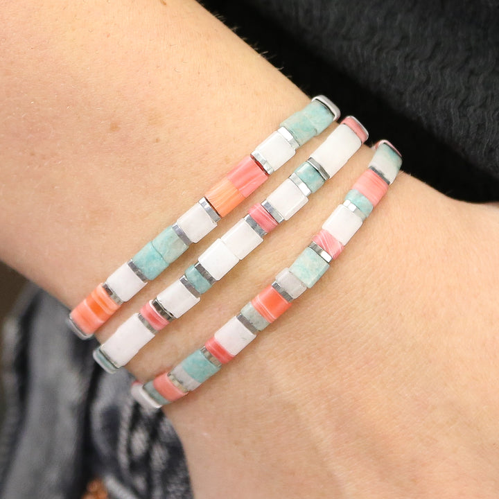 TAHITI - Stone Tile Bracelet Stack of 3