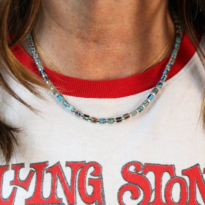 BLUE OMBRE - Jasper Beaded Necklace