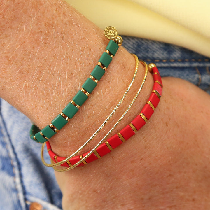 JINGLE - Red, Green & Gold Holiday Bracelet Stack
