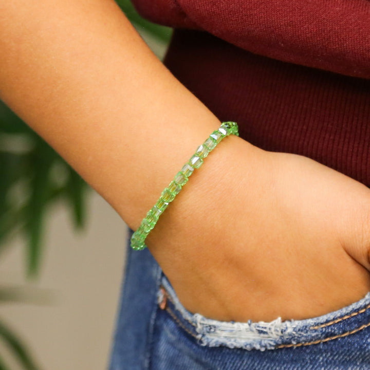 Glass Cube Bead Adjustable Accent Bracelet