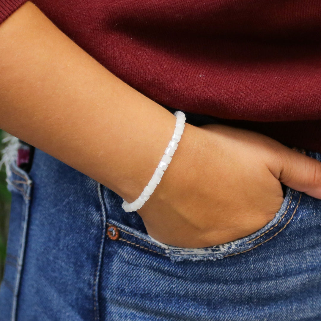 Glass Cube Bead Adjustable Accent Bracelet